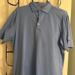 Peter Millar Summer Comfort Polo Colonial Country Club Blue Navy Striped Medium